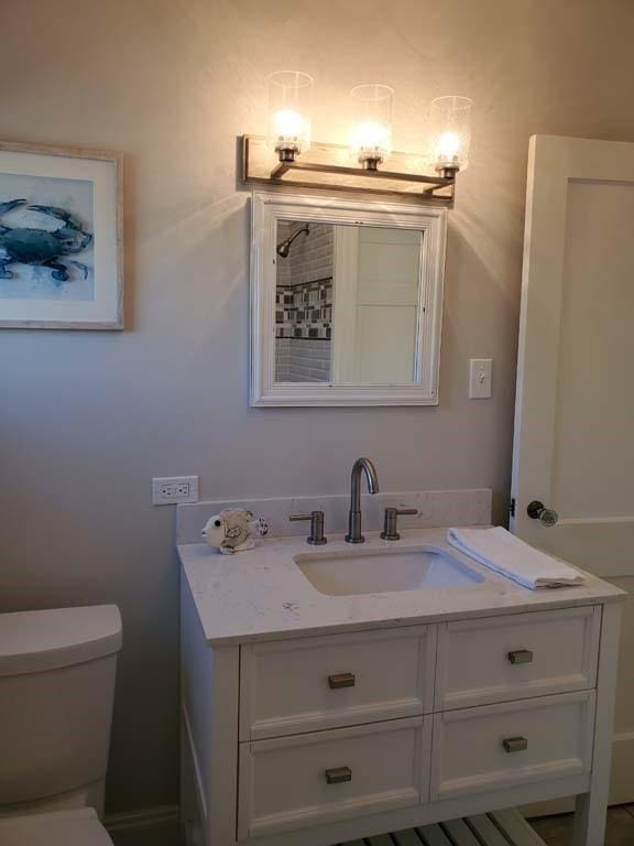 bathroom with vanity and toilet