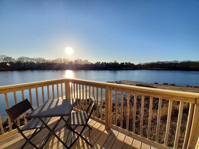 deck with a water view