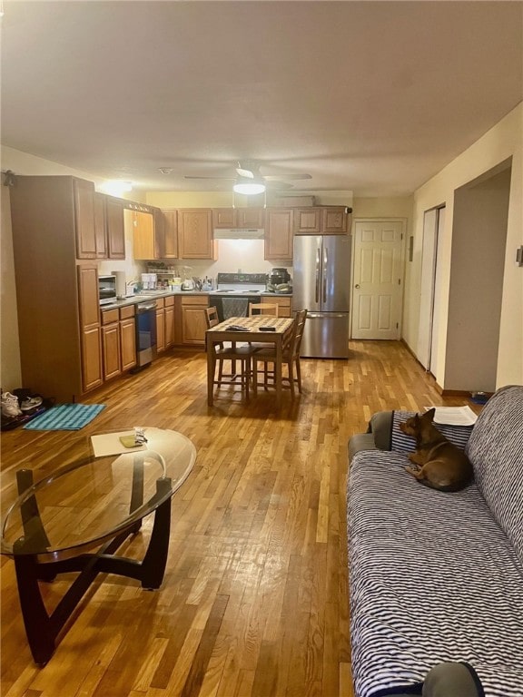 living room featuring light wood-type flooring