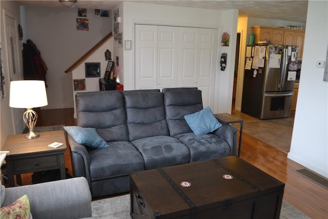 living room featuring light wood-type flooring