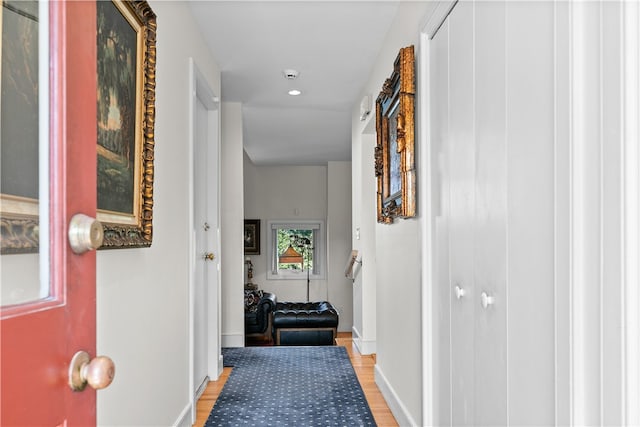 hall featuring light wood-type flooring