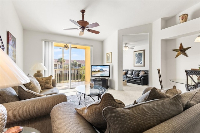 living room with carpet flooring