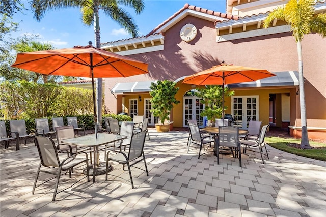 view of patio / terrace featuring french doors