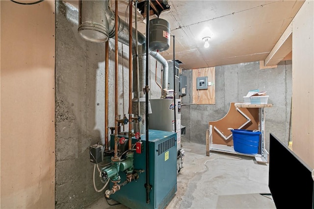 utility room with gas water heater