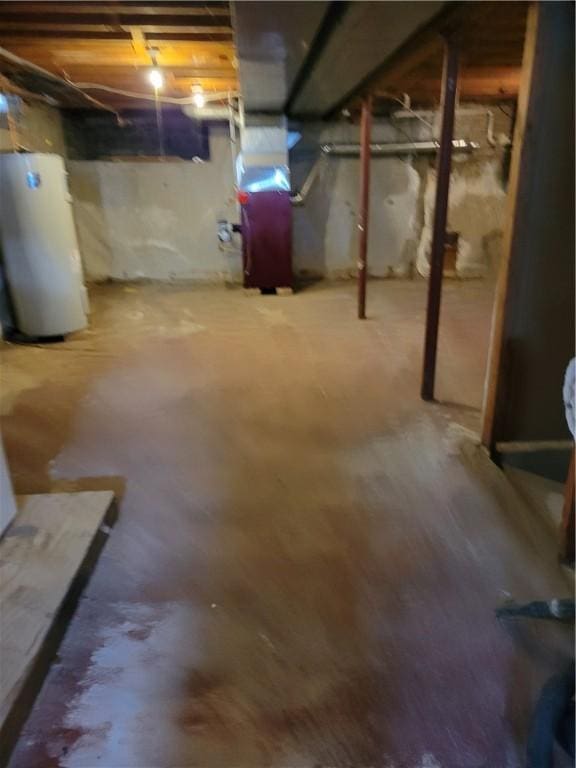 basement featuring gas water heater