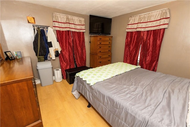 bedroom with light hardwood / wood-style floors