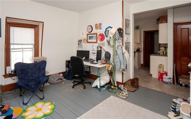 office area featuring hardwood / wood-style floors