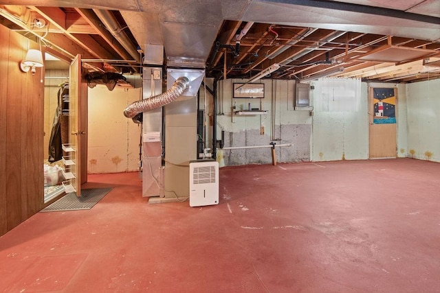 basement with heating unit