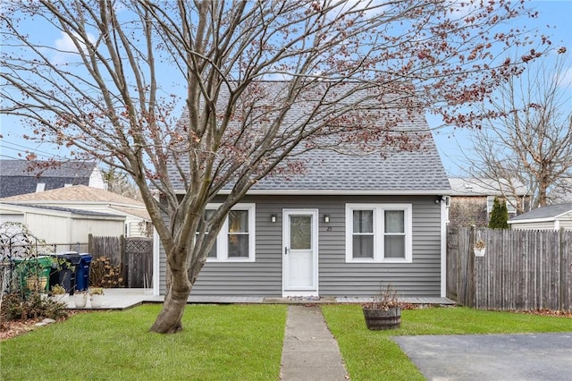 bungalow with a front lawn