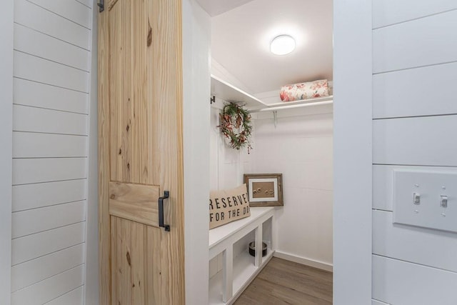 mudroom featuring hardwood / wood-style flooring