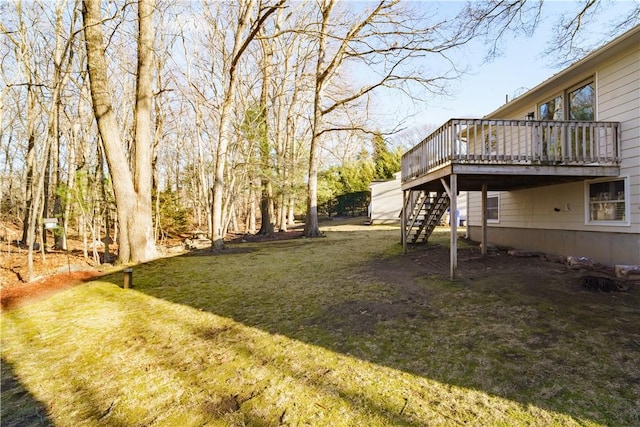 view of yard with a deck