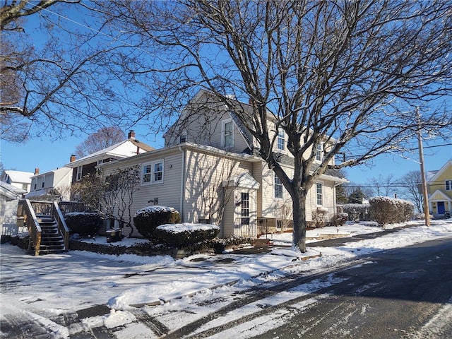 view of snow covered exterior