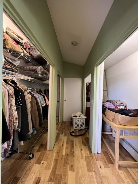 spacious closet featuring light hardwood / wood-style flooring