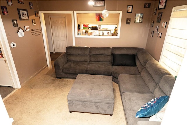 living room with carpet floors