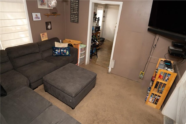 living room with light carpet