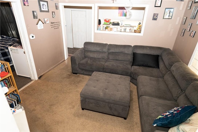 living room featuring carpet