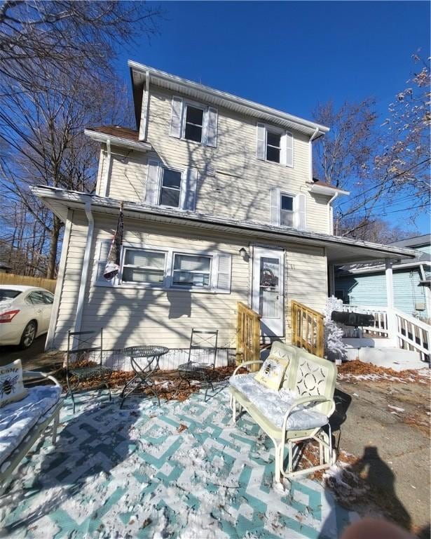 view of snow covered property