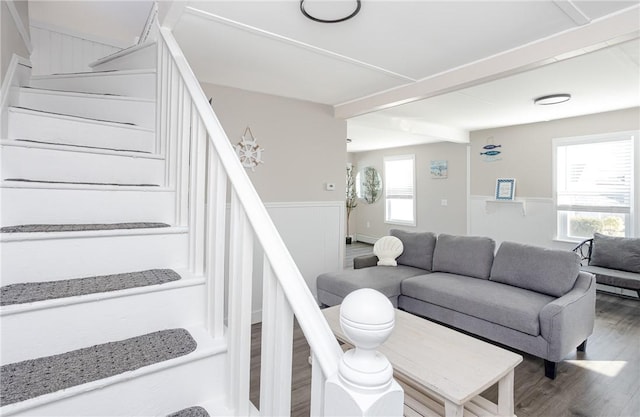 living room with hardwood / wood-style flooring