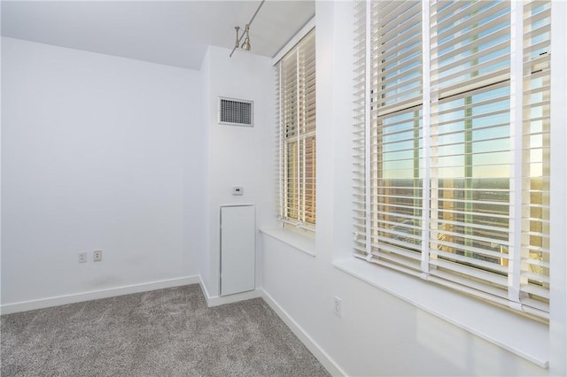 hallway with a healthy amount of sunlight and carpet floors