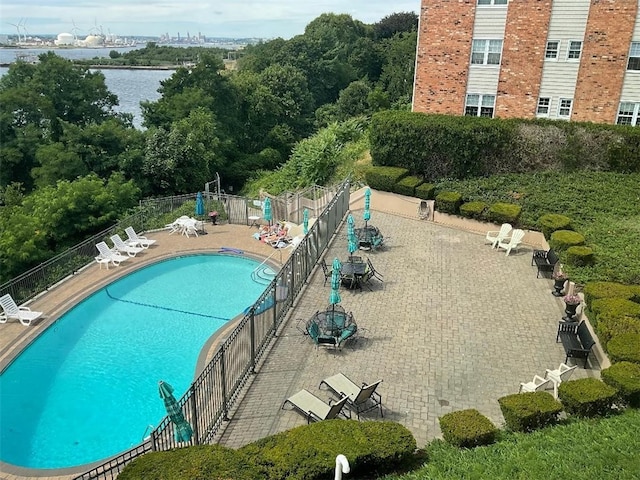 view of pool featuring a patio