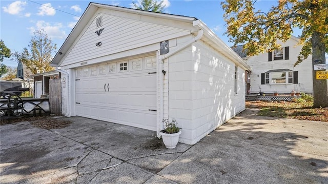 view of garage