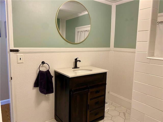 bathroom with vanity and tile patterned floors