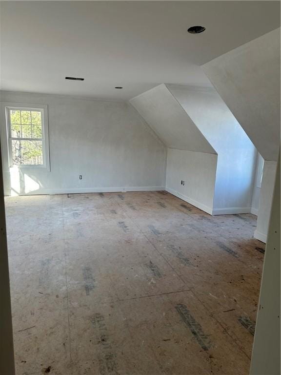 additional living space with lofted ceiling