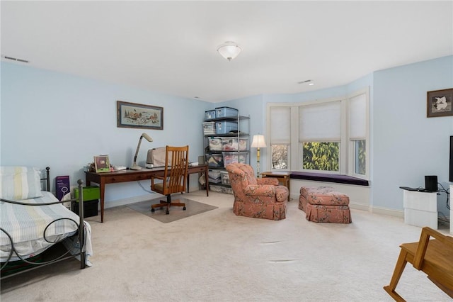 office area with carpet flooring