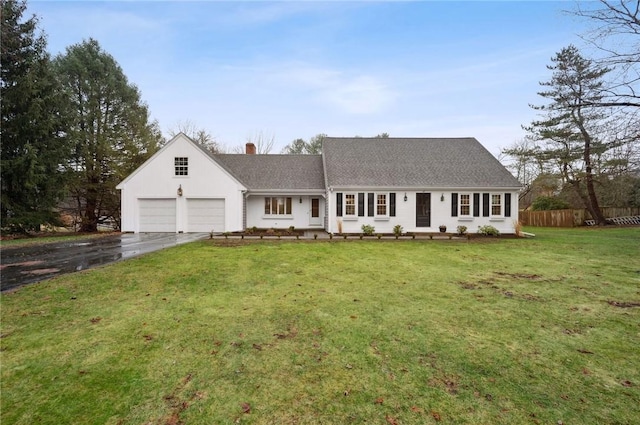 view of front of house with a front lawn, a porch, and a garage