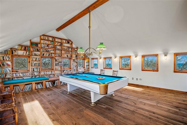 1635 Isabella Beach Rd, Southold, NY 06390 - playroom featuring hardwood / wood-style floors, baseboards, and pool table