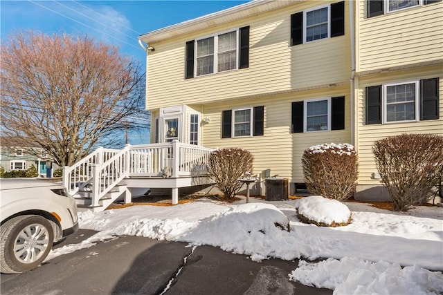 view of front of home with a wooden deck