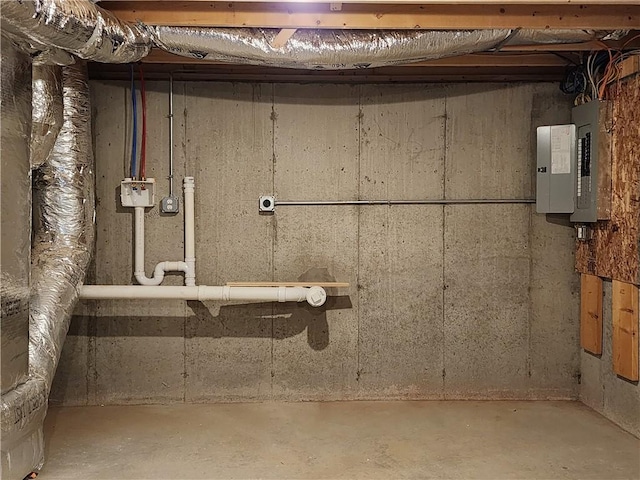 basement featuring electric panel