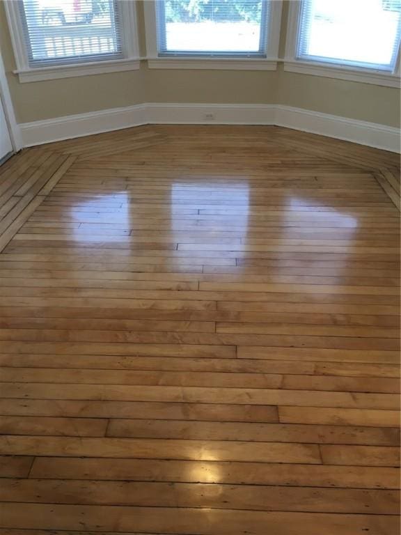 unfurnished room with hardwood / wood-style flooring