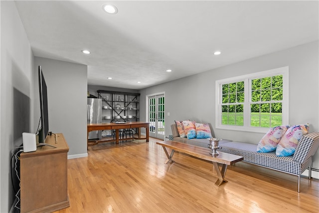 living room with hardwood / wood-style flooring