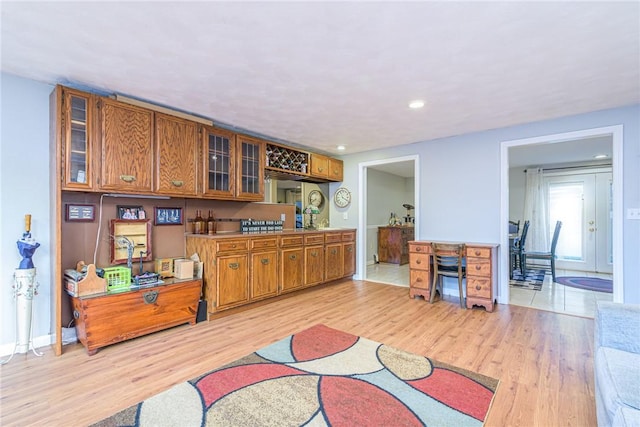 interior space with light hardwood / wood-style floors