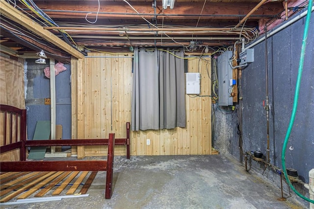 basement with electric panel