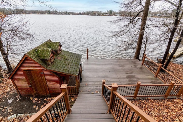 dock area featuring a water view