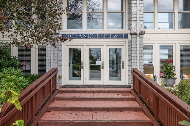 view of exterior entry with french doors