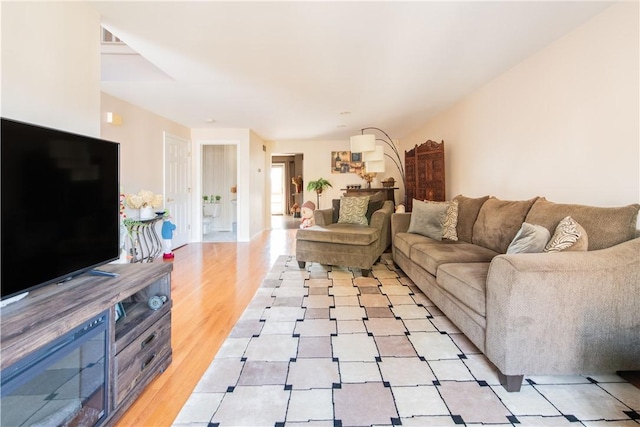 living room with light wood-type flooring