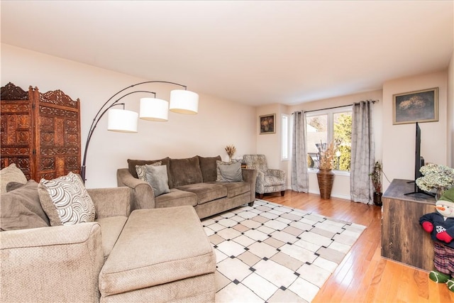 living room featuring light hardwood / wood-style flooring