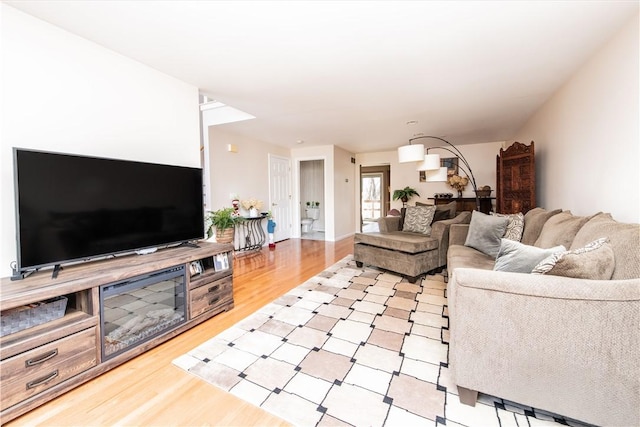 living room with light wood-type flooring