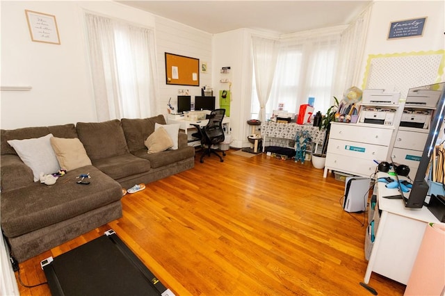 living room featuring light wood-type flooring