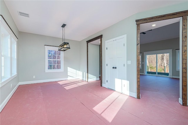 view of unfurnished dining area