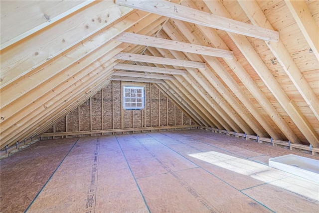 view of unfinished attic