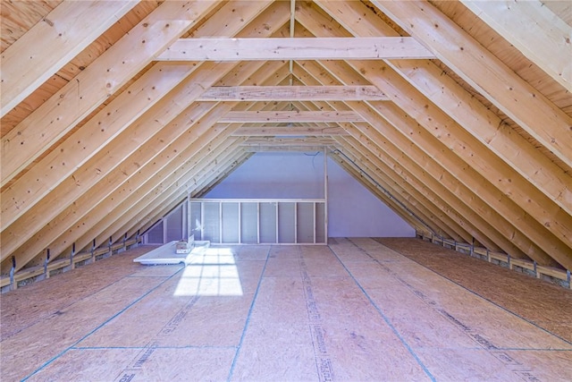 view of unfinished attic