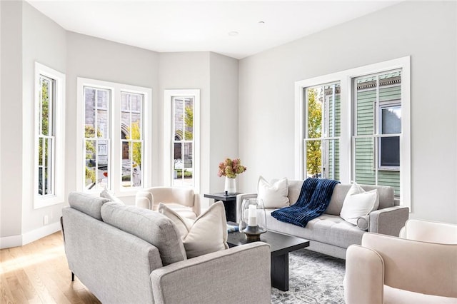 living room with light wood-type flooring