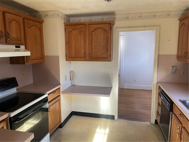 kitchen featuring range with electric stovetop and black dishwasher