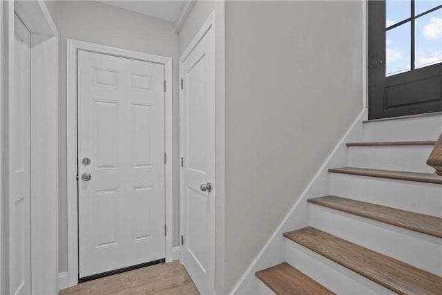 entrance foyer featuring light wood-type flooring