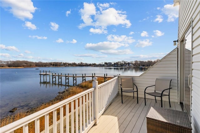 dock area featuring a water view