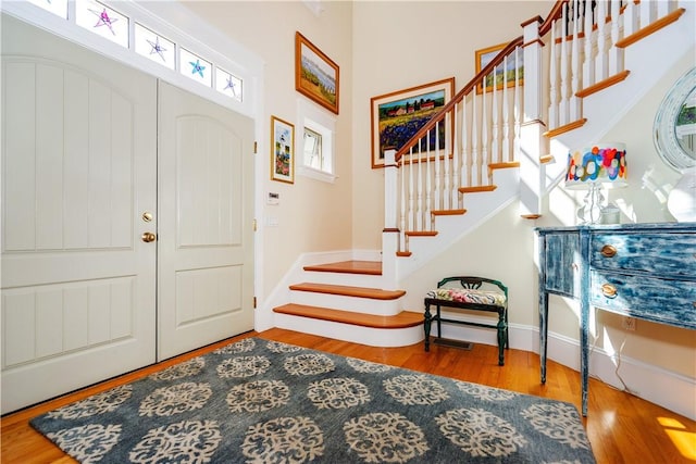 entrance foyer with wood-type flooring